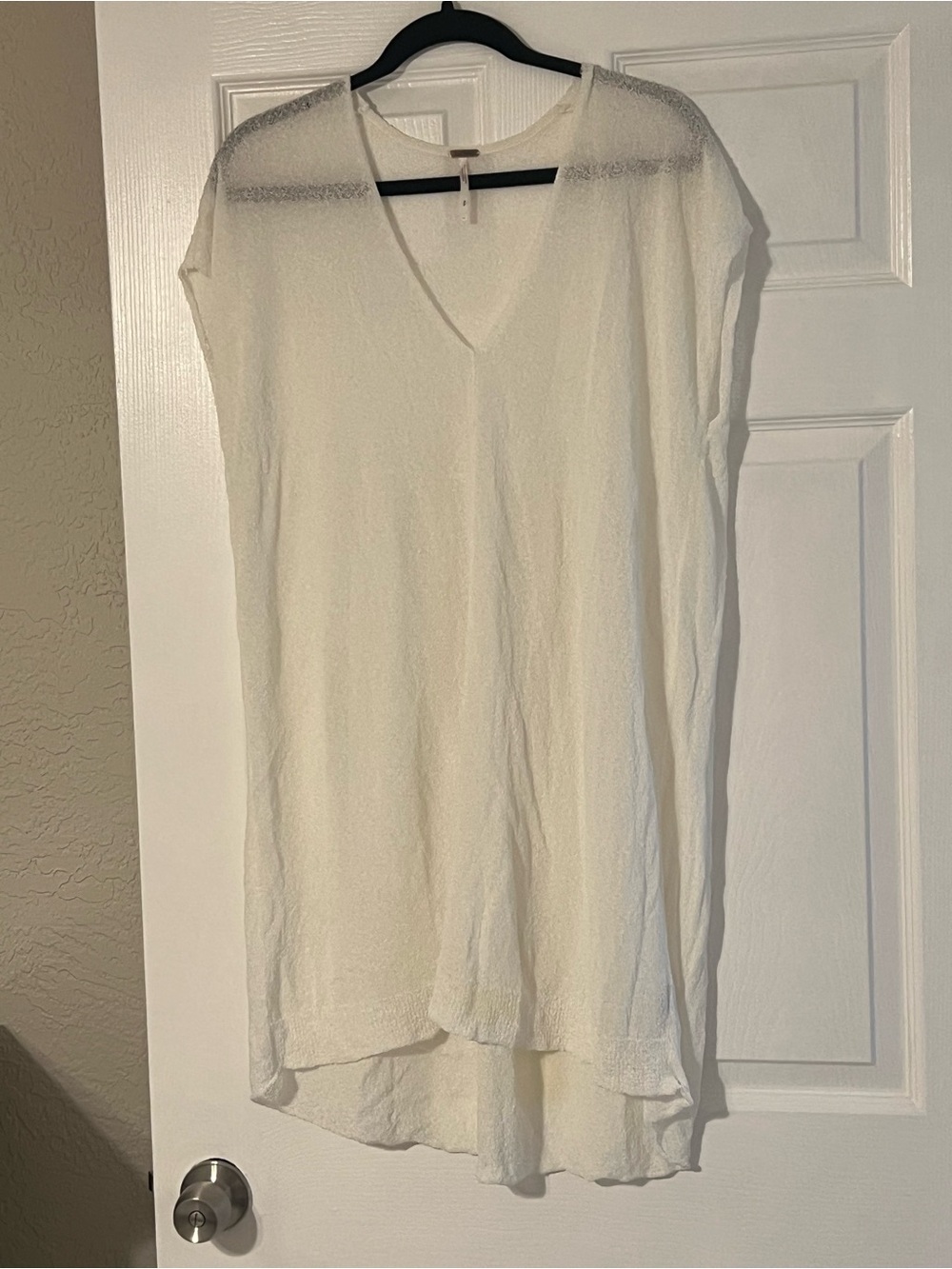 Free People Cream V-Neck Tunic Top